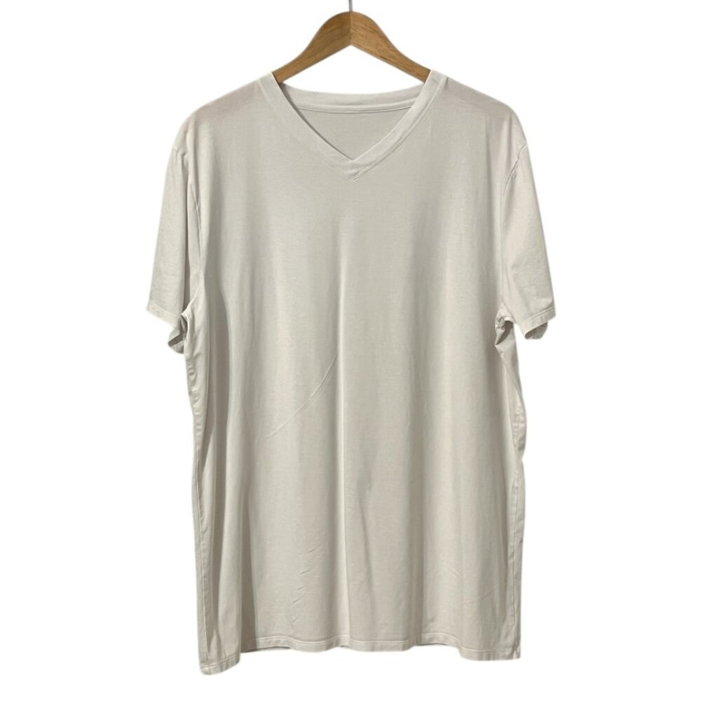 Lululemon Men’s V-Neck T-Shirt XL White Short Sleeve Athletic Training Gym Casua